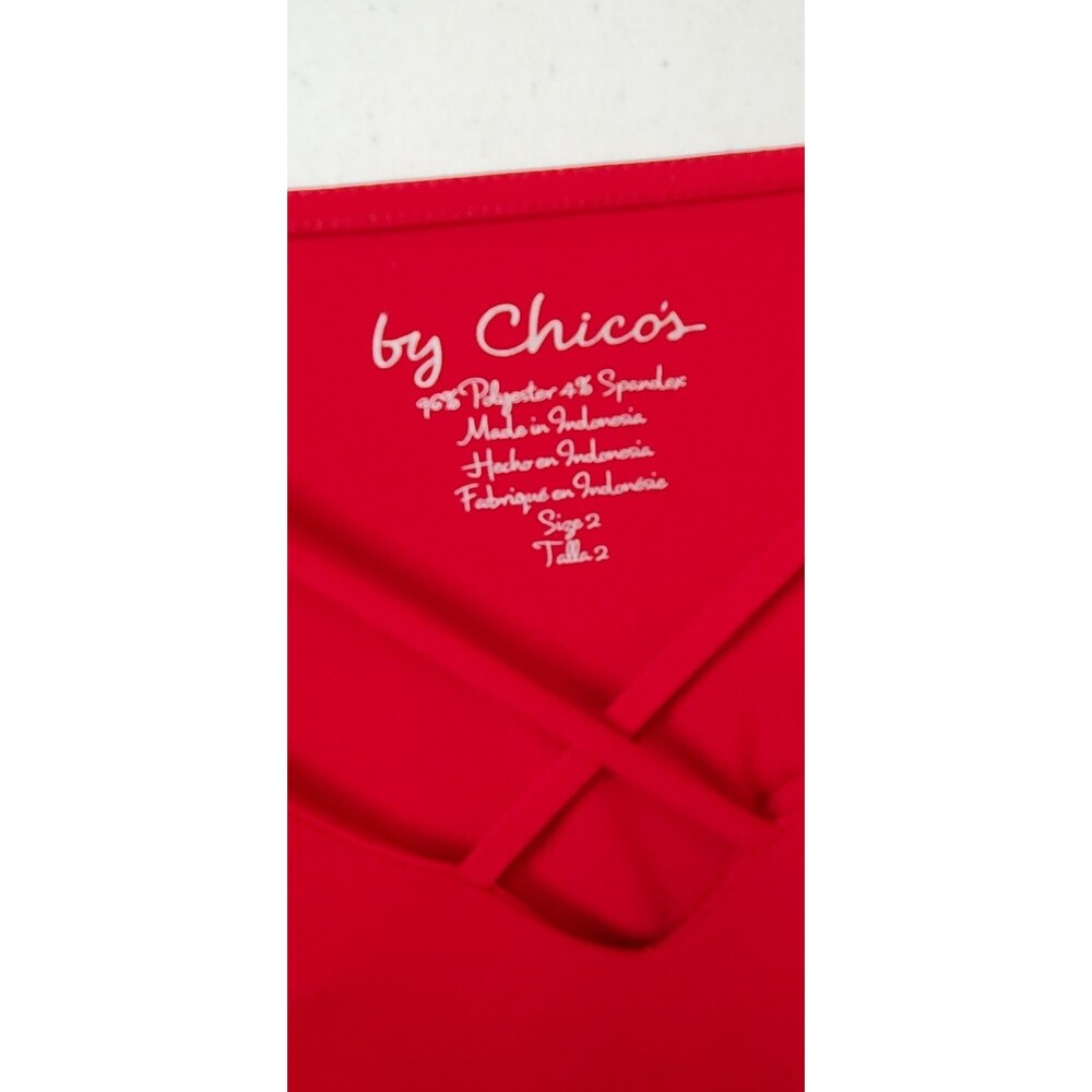 Chico's Red Strappy V-Neck 3/4 Sleeve Top Size 2 (US Large 12/14) NWOT